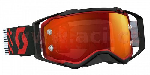 brýle PROSPECT, SCOTT - USA (červené/černé, oranžové chrom plexi s čepy pro slídy)